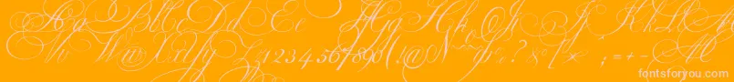 Ekaterinavelikayaone-Schriftart – Rosa Schriften auf orangefarbenem Hintergrund