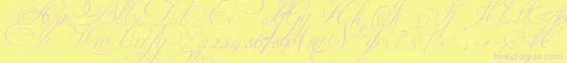 Ekaterinavelikayaone-Schriftart – Rosa Schriften auf gelbem Hintergrund