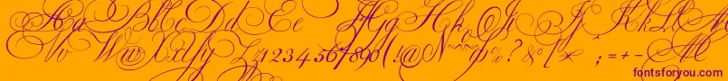 Ekaterinavelikayaone-Schriftart – Violette Schriften auf orangefarbenem Hintergrund