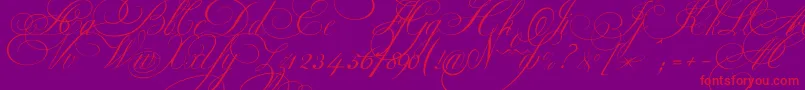 Ekaterinavelikayaone-Schriftart – Rote Schriften auf violettem Hintergrund