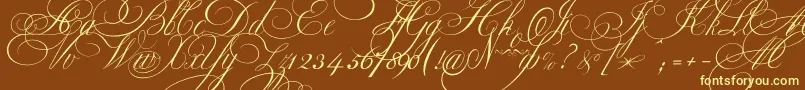 Ekaterinavelikayaone-fontti – keltaiset fontit ruskealla taustalla