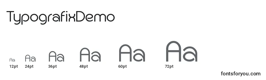 Größen der Schriftart TypografixDemo
