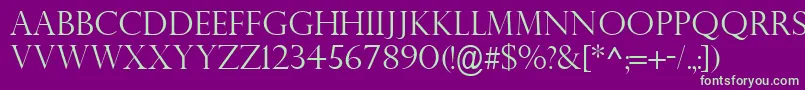 PerpetuaTitlingMtLight Font – Green Fonts on Purple Background