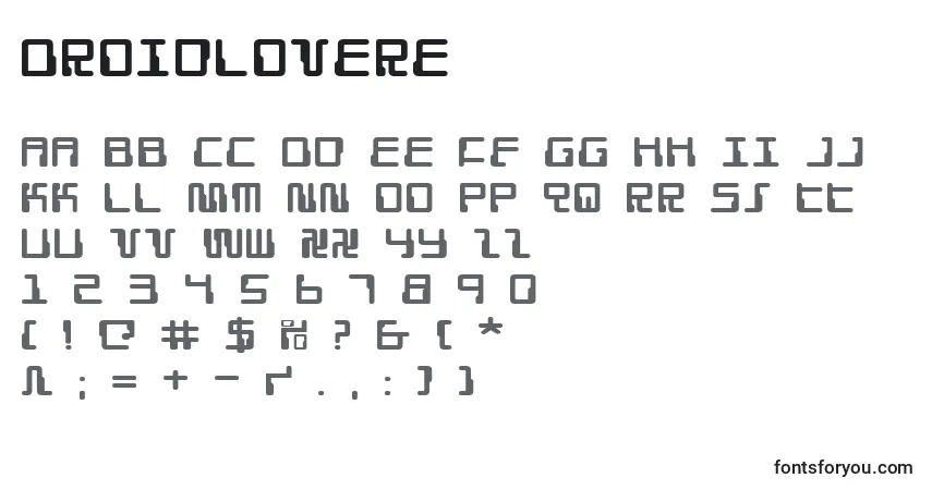 Droidlovere-fontti – aakkoset, numerot, erikoismerkit