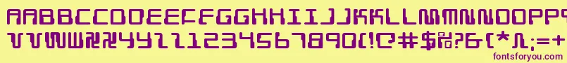 Czcionka Droidlovere – fioletowe czcionki na żółtym tle