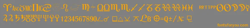 フォントAstroSemibold – オレンジの文字は灰色の背景にあります。