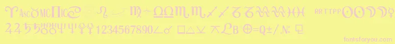 AstroSemibold-Schriftart – Rosa Schriften auf gelbem Hintergrund