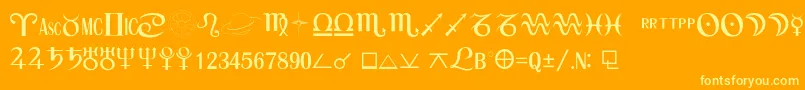 AstroSemibold-Schriftart – Gelbe Schriften auf orangefarbenem Hintergrund