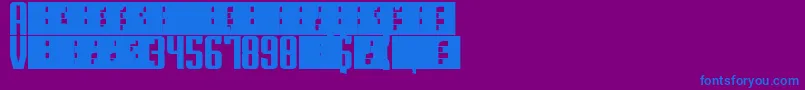 フォントSuperguns – 紫色の背景に青い文字