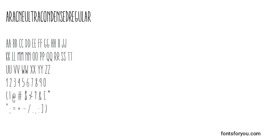 AracneUltraCondensedRegular (75772)フォント–アルファベット、数字、特殊文字