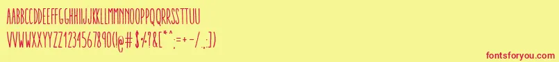 Fonte AracneUltraCondensedRegular – fontes vermelhas em um fundo amarelo