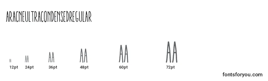 Größen der Schriftart AracneUltraCondensedRegular (75772)