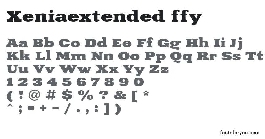 A fonte Xeniaextended ffy – alfabeto, números, caracteres especiais