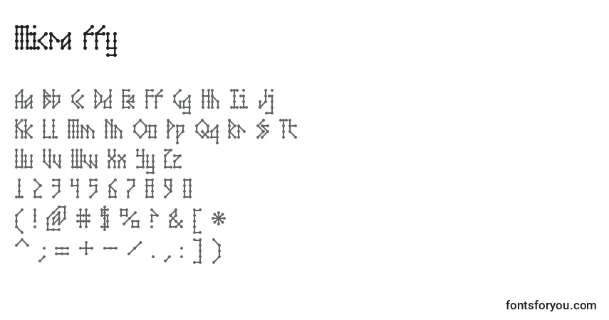 Schriftart Micra ffy – Alphabet, Zahlen, spezielle Symbole