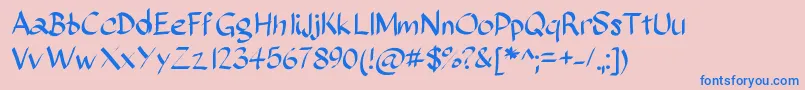 フォントSundayscript – ピンクの背景に青い文字