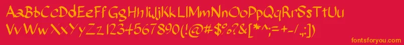 Sundayscript-Schriftart – Orangefarbene Schriften auf rotem Hintergrund