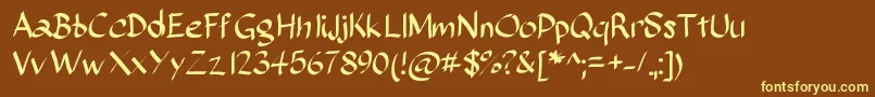 Sundayscript Font – Yellow Fonts on Brown Background