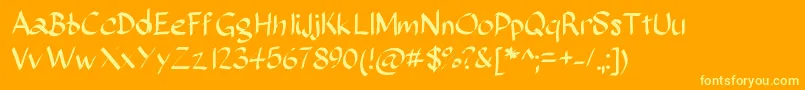 Sundayscript Font – Yellow Fonts on Orange Background