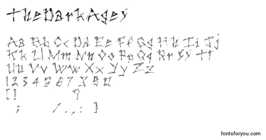 Czcionka TheDarkAges – alfabet, cyfry, specjalne znaki