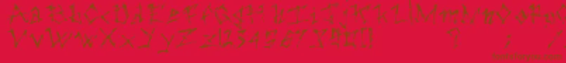 Weitere Informationen zur TheDarkAges-Schriftart TheDarkAges-Schriftart – Braune Schriften auf rotem Hintergrund