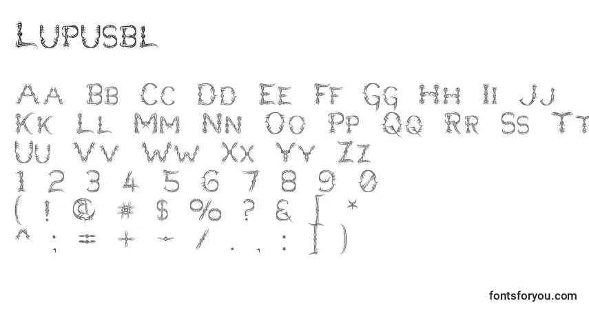 A fonte Lupusbl – alfabeto, números, caracteres especiais