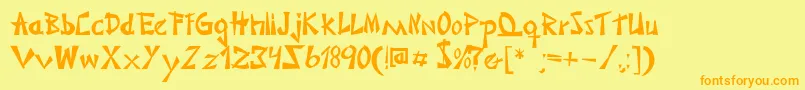 フォントJaponesa – オレンジの文字が黄色の背景にあります。