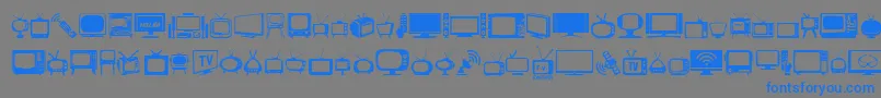 T.V.-Schriftart – Blaue Schriften auf grauem Hintergrund