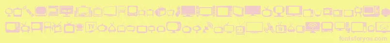 T.V.-fontti – vaaleanpunaiset fontit keltaisella taustalla