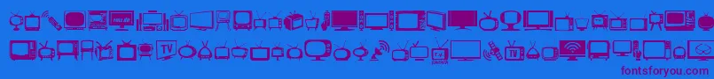 T.V. Font – Purple Fonts on Blue Background