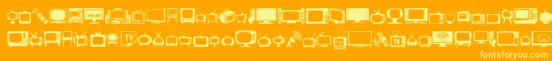 T.V.-Schriftart – Gelbe Schriften auf orangefarbenem Hintergrund