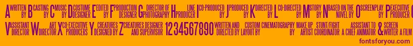 Steeltongs-Schriftart – Violette Schriften auf orangefarbenem Hintergrund