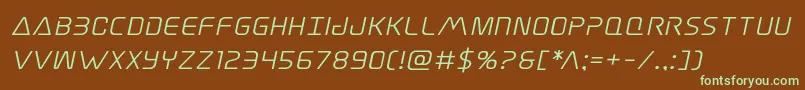 Elitedangersemiboldexpandital Font – Green Fonts on Brown Background