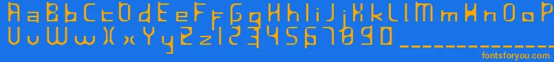 InavelfГ¶rtvinad-Schriftart – Orangefarbene Schriften auf blauem Hintergrund