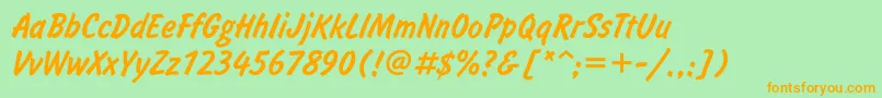 Inf56U Font – Orange Fonts on Green Background