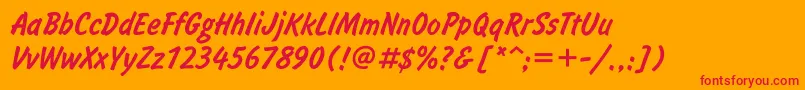 Inf56U Font – Red Fonts on Orange Background