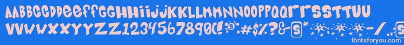 Bluecard Font – Pink Fonts on Blue Background