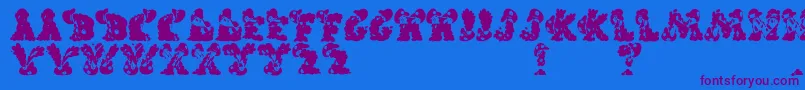Weitere Informationen zur CarolsRegular-Schriftart CarolsRegular-Schriftart – Violette Schriften auf blauem Hintergrund