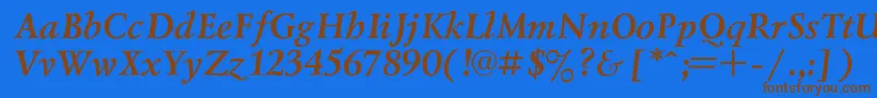 LazurskiBoldItalic-fontti – ruskeat fontit sinisellä taustalla