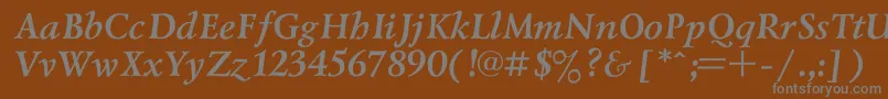 Czcionka LazurskiBoldItalic – szare czcionki na brązowym tle
