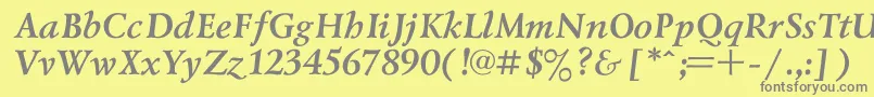 フォントLazurskiBoldItalic – 黄色の背景に灰色の文字