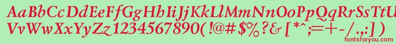 LazurskiBoldItalic Font – Red Fonts on Green Background