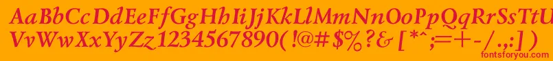 フォントLazurskiBoldItalic – オレンジの背景に赤い文字