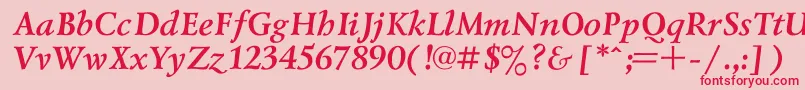 Fonte LazurskiBoldItalic – fontes vermelhas em um fundo rosa