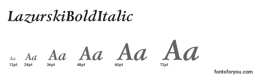 Размеры шрифта LazurskiBoldItalic