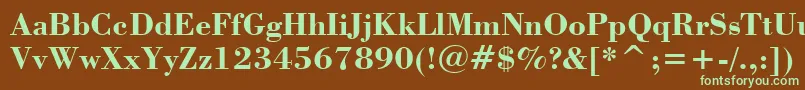 フォントStBodoniBold – 緑色の文字が茶色の背景にあります。