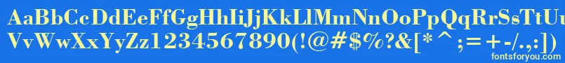 StBodoniBold-Schriftart – Gelbe Schriften auf blauem Hintergrund