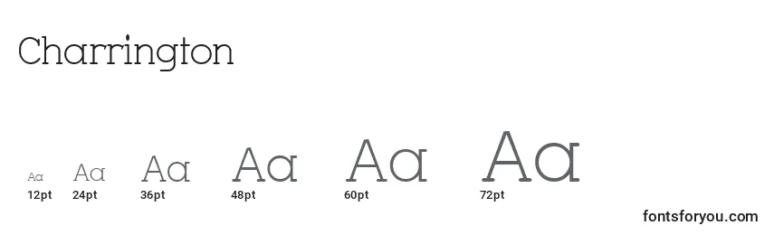 sizes of charrington font, charrington sizes