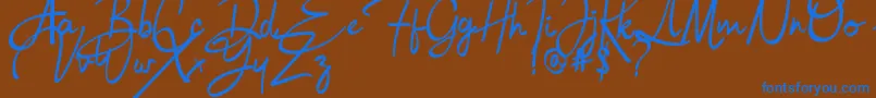 Bulgatti Font – Blue Fonts on Brown Background