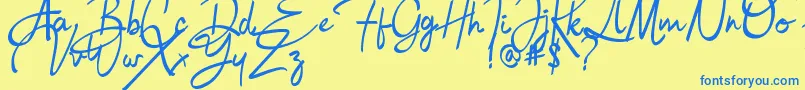 Bulgatti Font – Blue Fonts on Yellow Background
