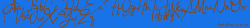 Bulgatti Font – Brown Fonts on Blue Background